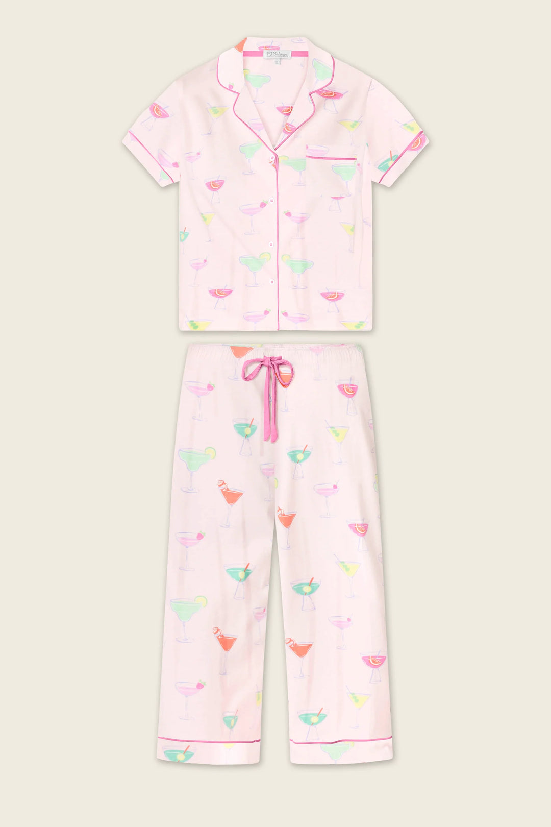 WHIMSY SIPS PJ SET (LIGHT PINK) - PJ SALVAGE