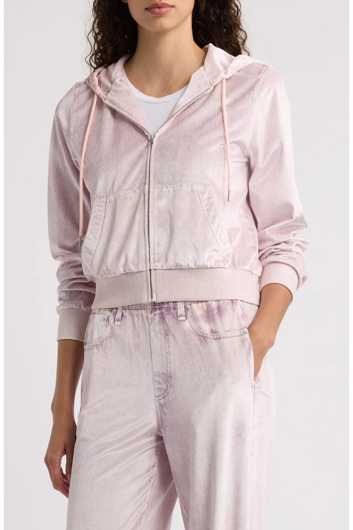 MIRAMAR VELVET ZIP HOODIE (PINK MARBLE) - RAG & BONE