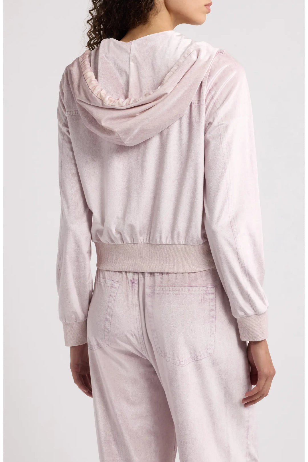 MIRAMAR VELVET ZIP HOODIE (PINK MARBLE) - RAG & BONE