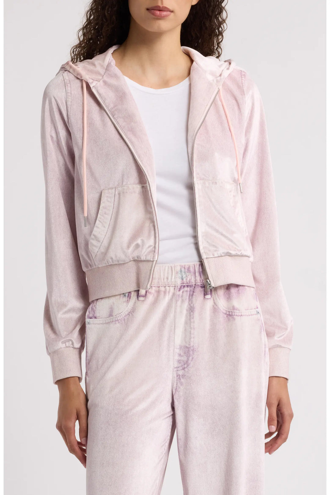 MIRAMAR VELVET ZIP HOODIE (PINK MARBLE) - RAG & BONE