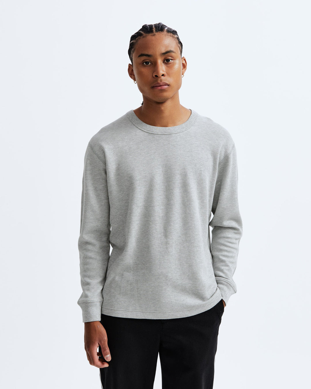 LIGHTWEIGHT WAFFLE PULLOVER (GREY) - REIGNING CHAMP