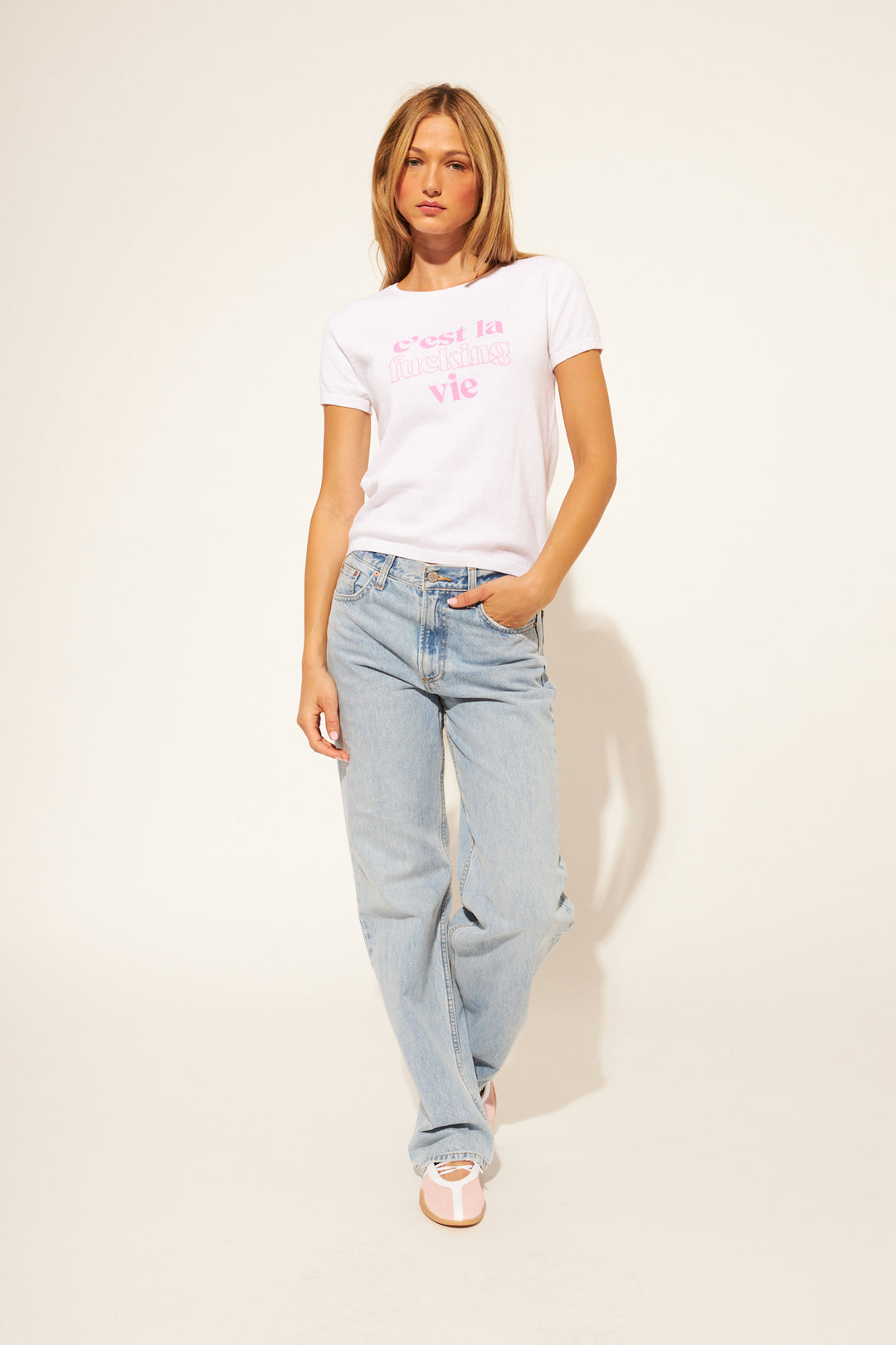 REESE C'EST LA VIE T-SHIRT (PEARL BLUSH) - JOHN+JENN