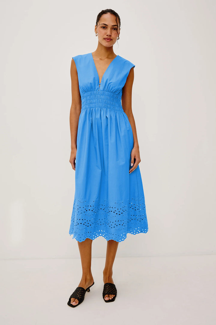 ROXANNE EYELET DRESS (HARBOR BLUE) - RAILS