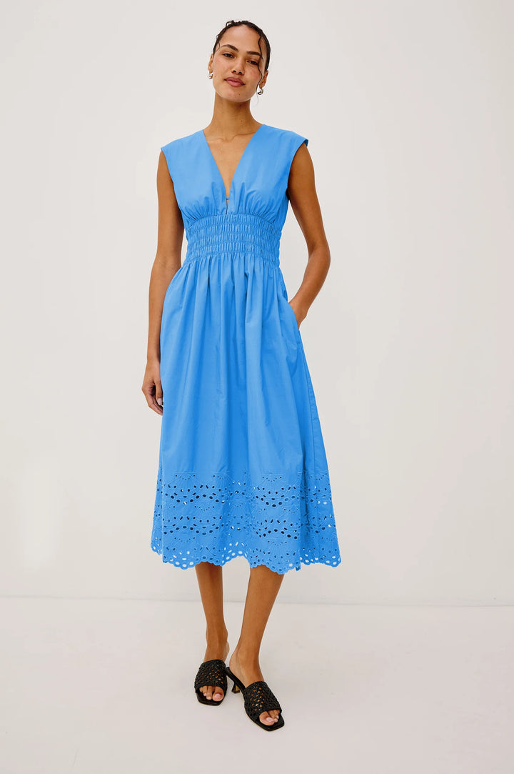 ROXANNE EYELET DRESS (HARBOR BLUE) - RAILS