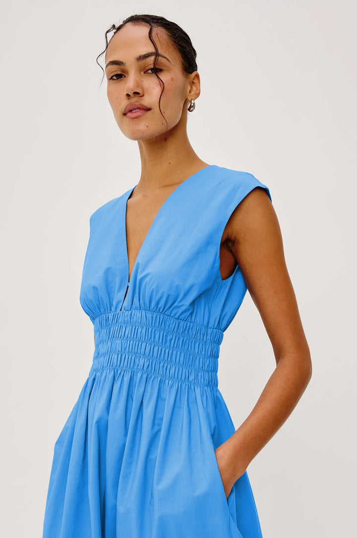 ROXANNE EYELET DRESS (HARBOR BLUE) - RAILS