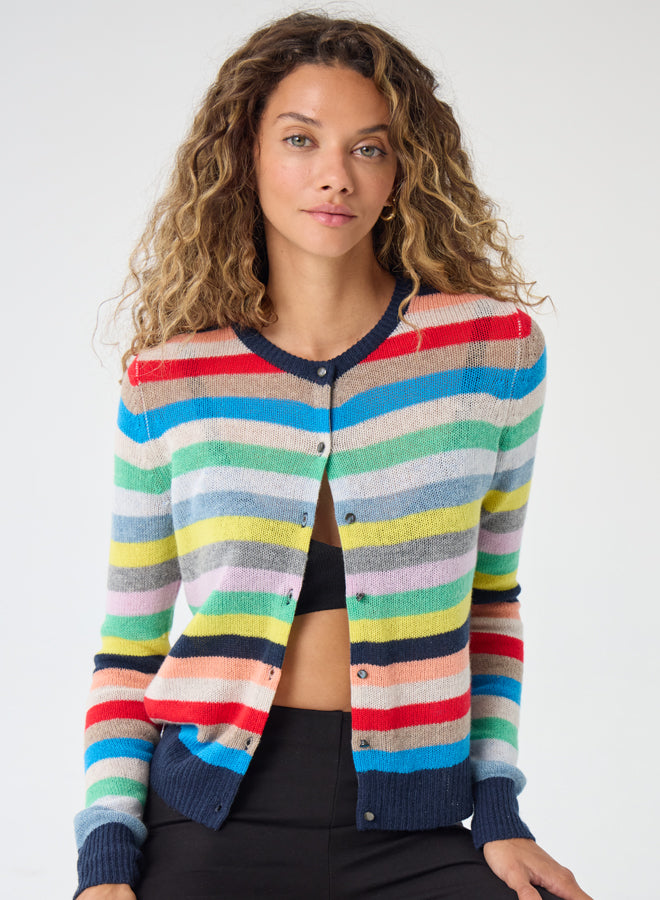 MULTI STRIPE CARDIGAN - AUTUMN CASHMERE