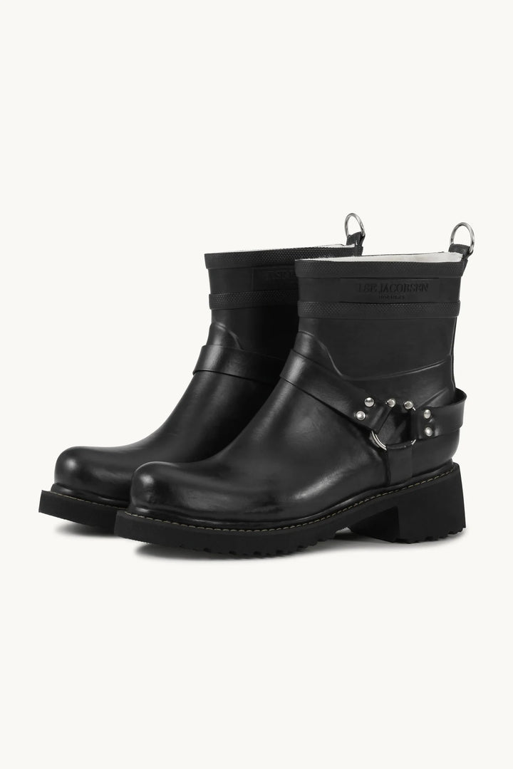 SHORT BIKER RUBBER BOOTS (BLACK) - ILSE JACOBSEN