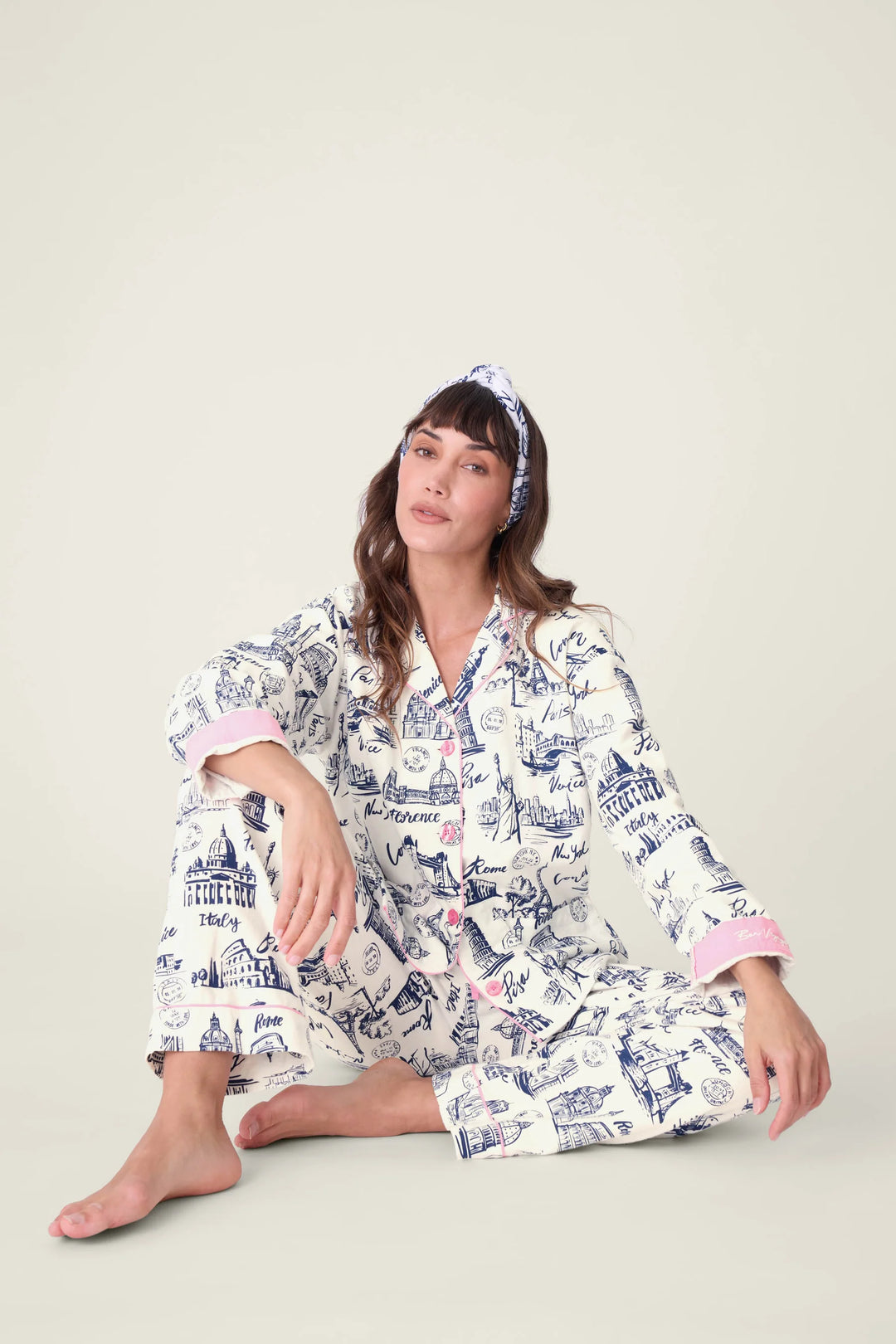 BON VOYAGE FLANNEL PJ SET (WHITE CLOUD) - PJ SALVAGE