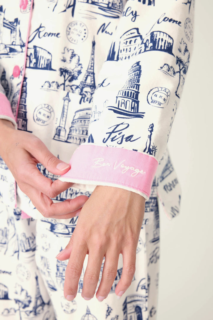 BON VOYAGE FLANNEL PJ SET (WHITE CLOUD) - PJ SALVAGE