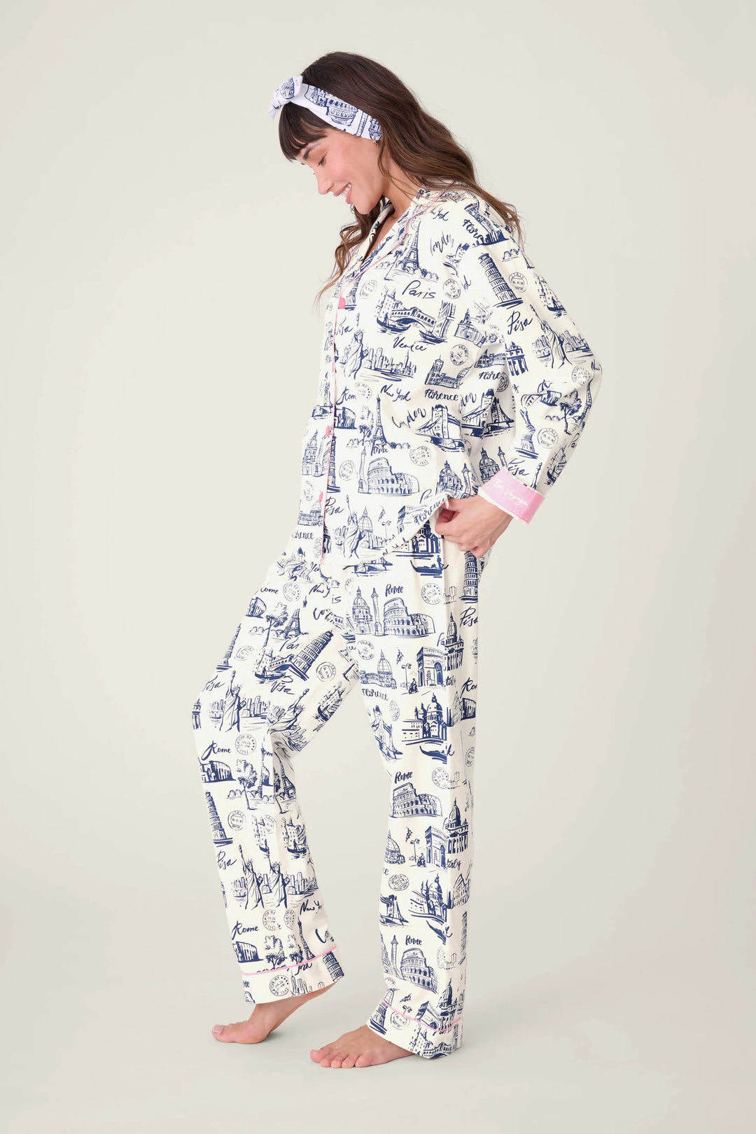 BON VOYAGE FLANNEL PJ SET (WHITE CLOUD) - PJ SALVAGE