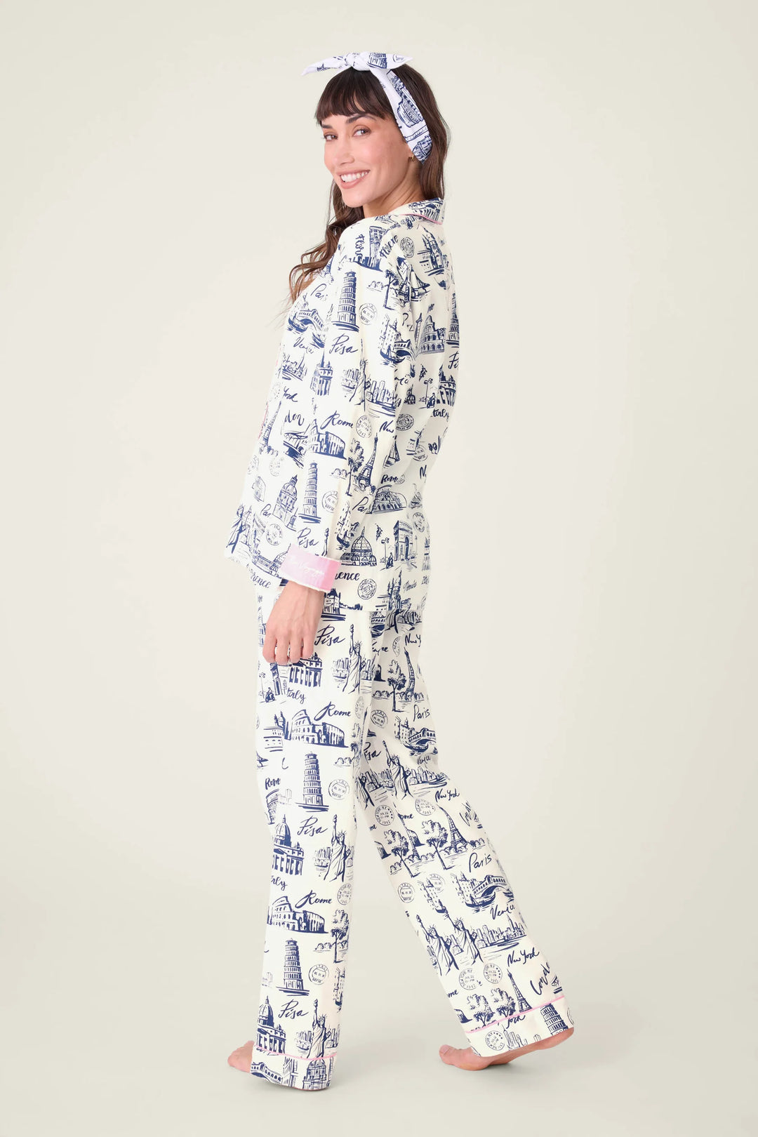 BON VOYAGE FLANNEL PJ SET (WHITE CLOUD) - PJ SALVAGE