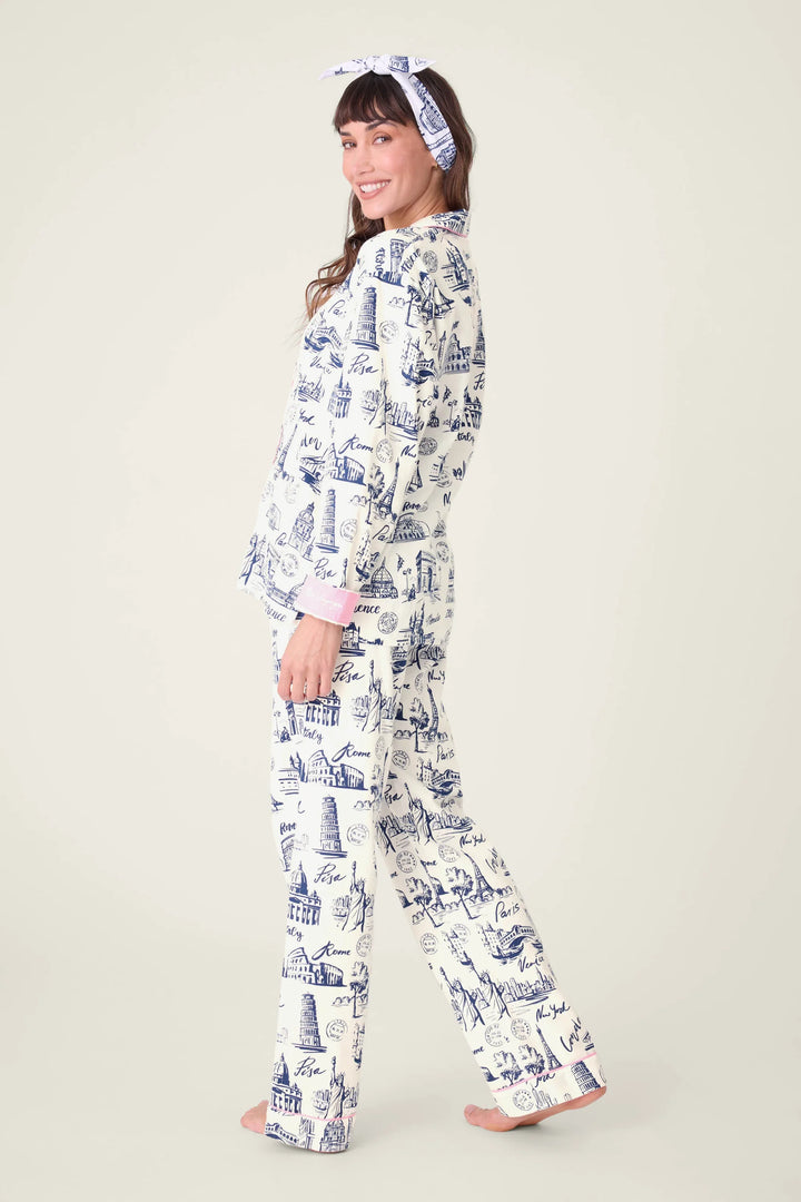 BON VOYAGE FLANNEL PJ SET (WHITE CLOUD) - PJ SALVAGE