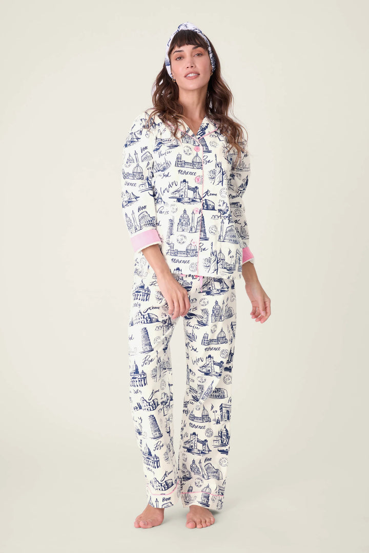 BON VOYAGE FLANNEL PJ SET (WHITE CLOUD) - PJ SALVAGE