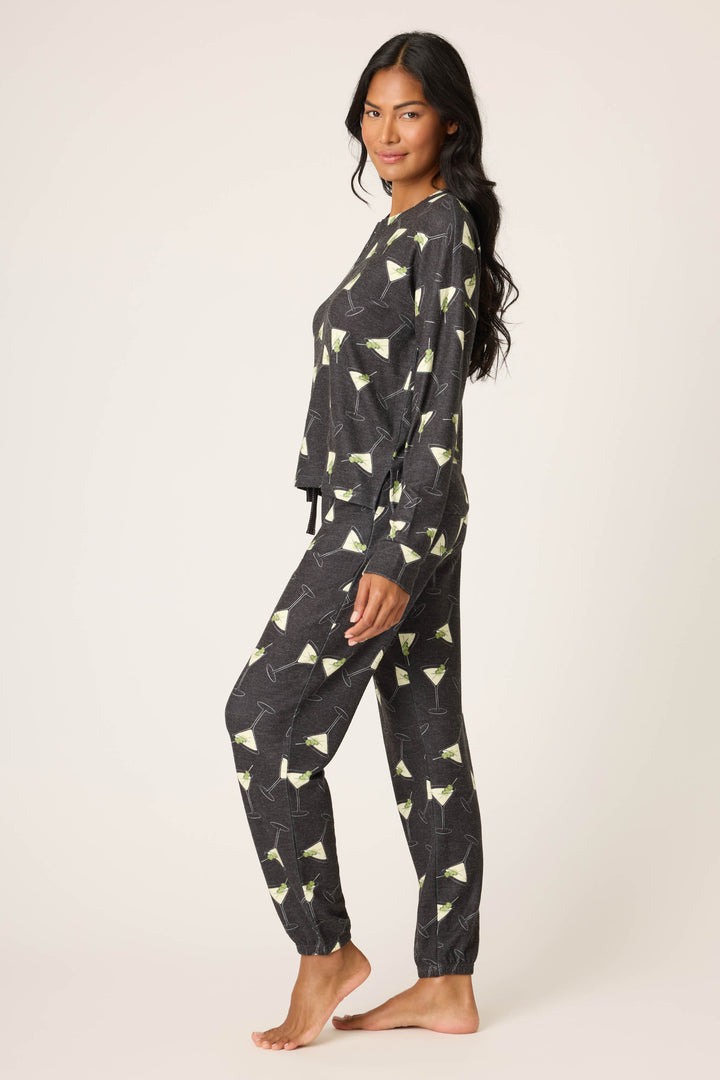 MERRIER WITH A MARTINI PJ SET (BLACK) - PJ SALVAGE