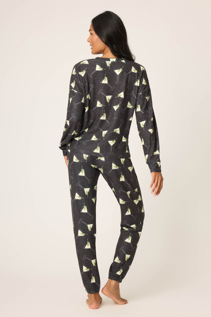 MERRIER WITH A MARTINI PJ SET (BLACK) - PJ SALVAGE