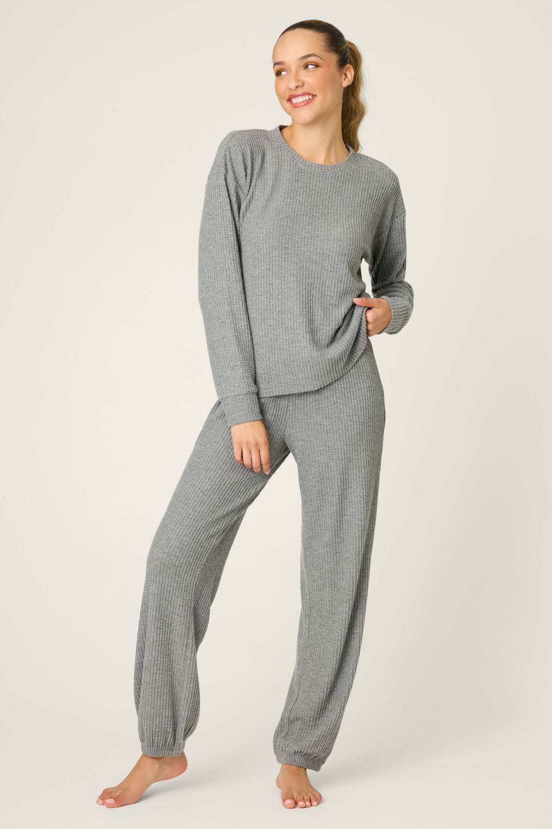 FIRESIDE SPARKLE PJ SET (HEATHER CHARCOAL) - PJ SALVAGE