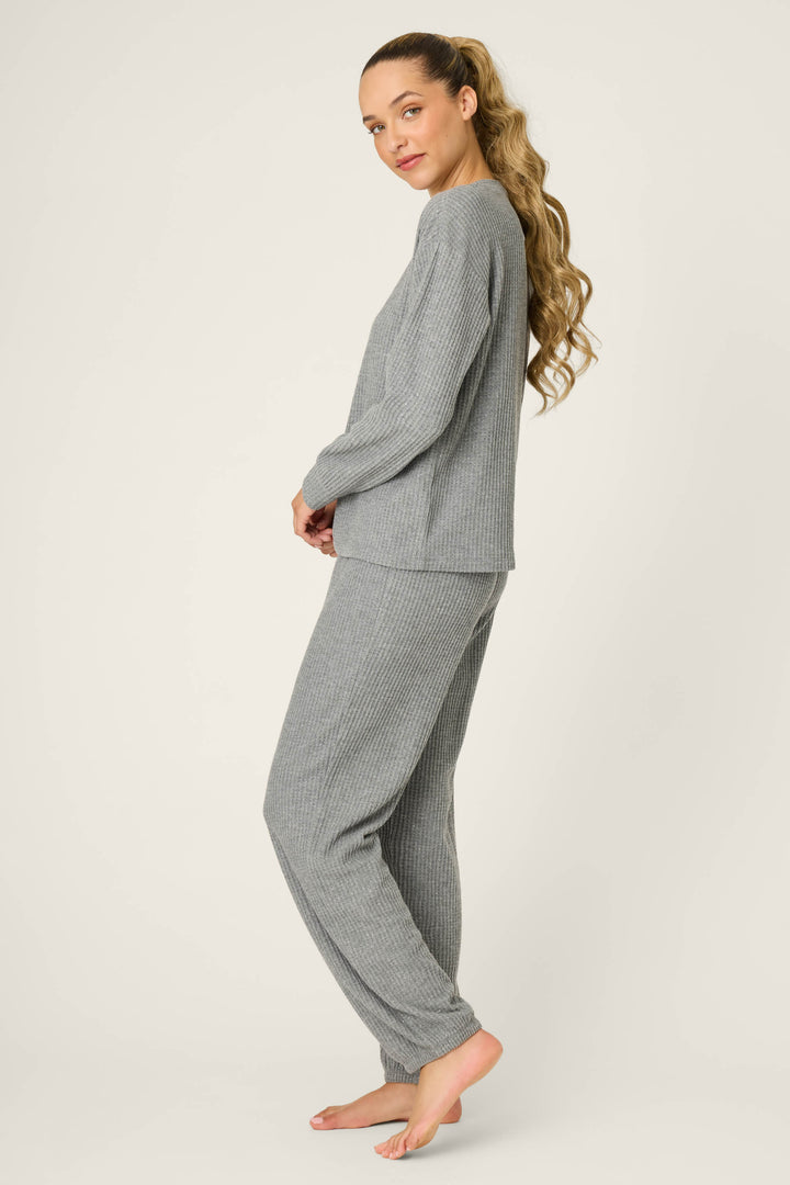 FIRESIDE SPARKLE PJ SET (HEATHER CHARCOAL) - PJ SALVAGE