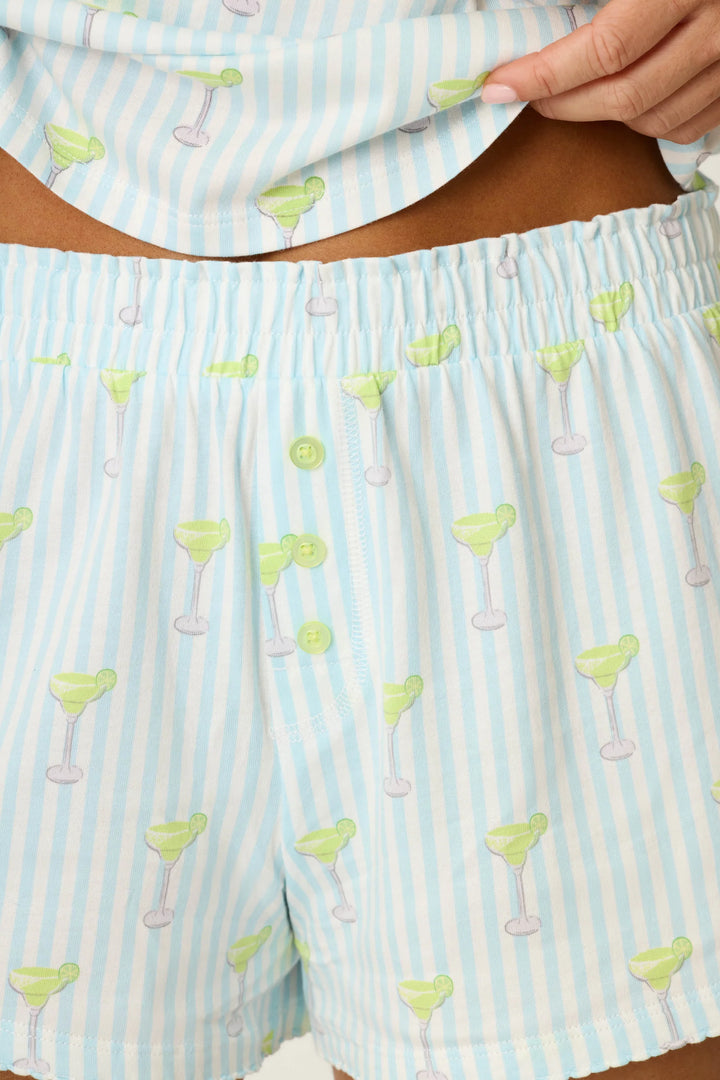 PLAYFUL PRINTS STRIPED SHORT PJ SET (LIGHT BLUE) - PJ SALVAGE
