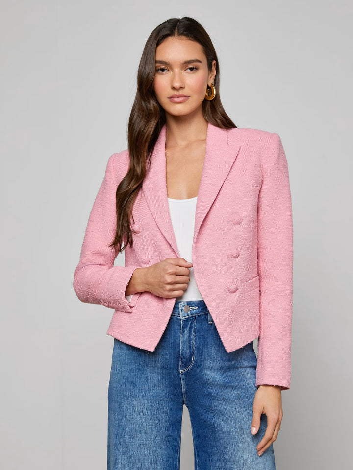 BROOKE DBL BREASTED CROP BLAZER (FONDANT PINK) - L'AGENCE