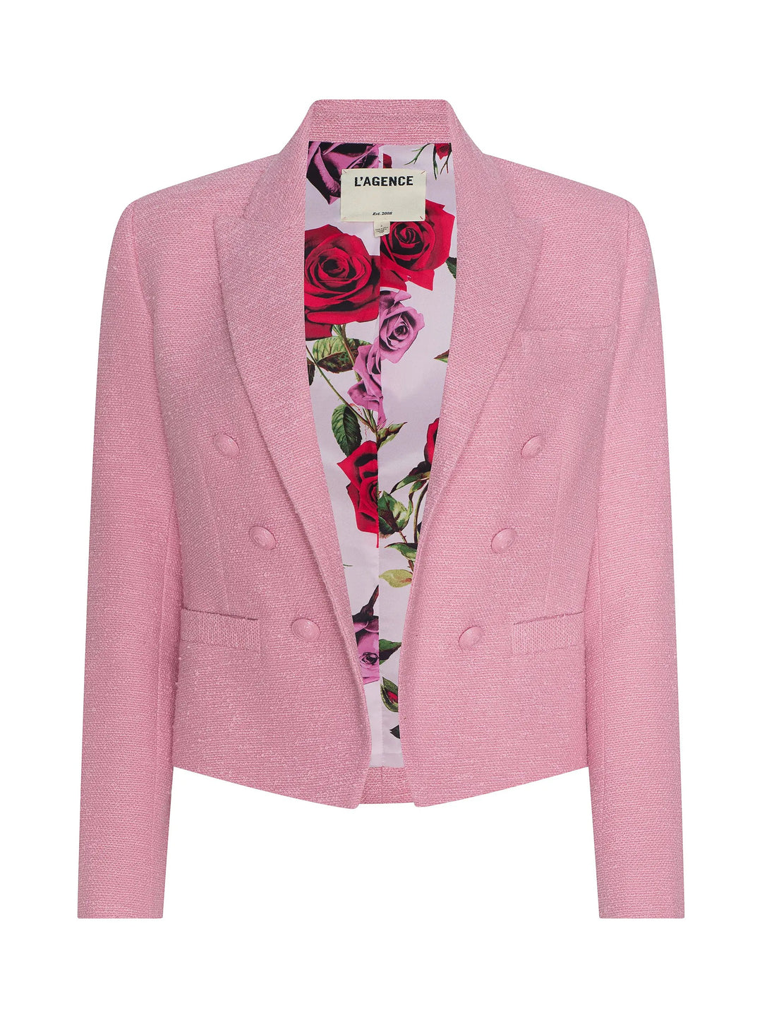 BROOKE DBL BREASTED CROP BLAZER (FONDANT PINK) - L'AGENCE