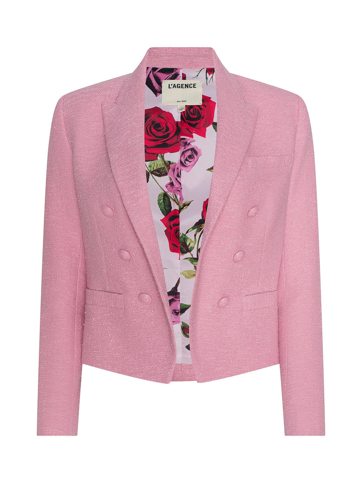 BROOKE DBL BREASTED CROP BLAZER (FONDANT PINK) - L'AGENCE