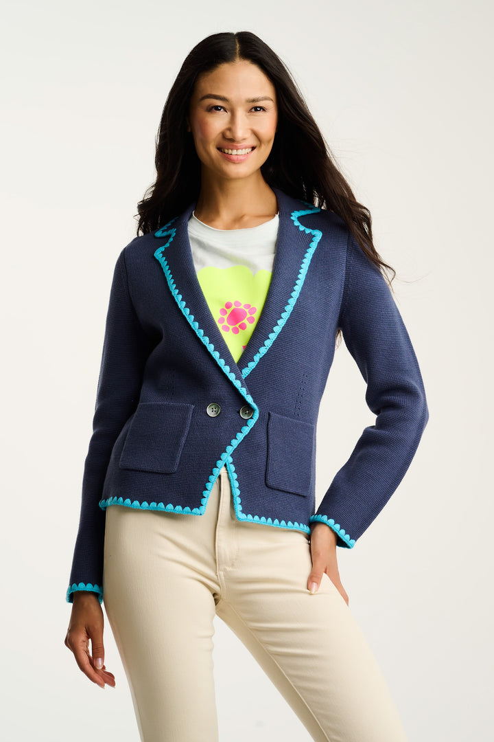 STITCHY MIX BLAZER (BLUE BURST) - LISA TODD
