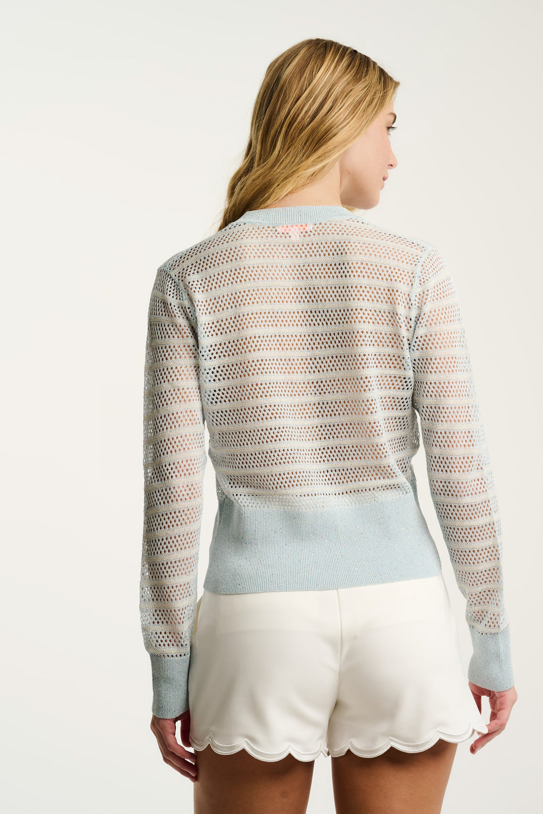 GLIMMER BUTTON UP CARDIGAN (ICE/NATURAL) - LISA TODD