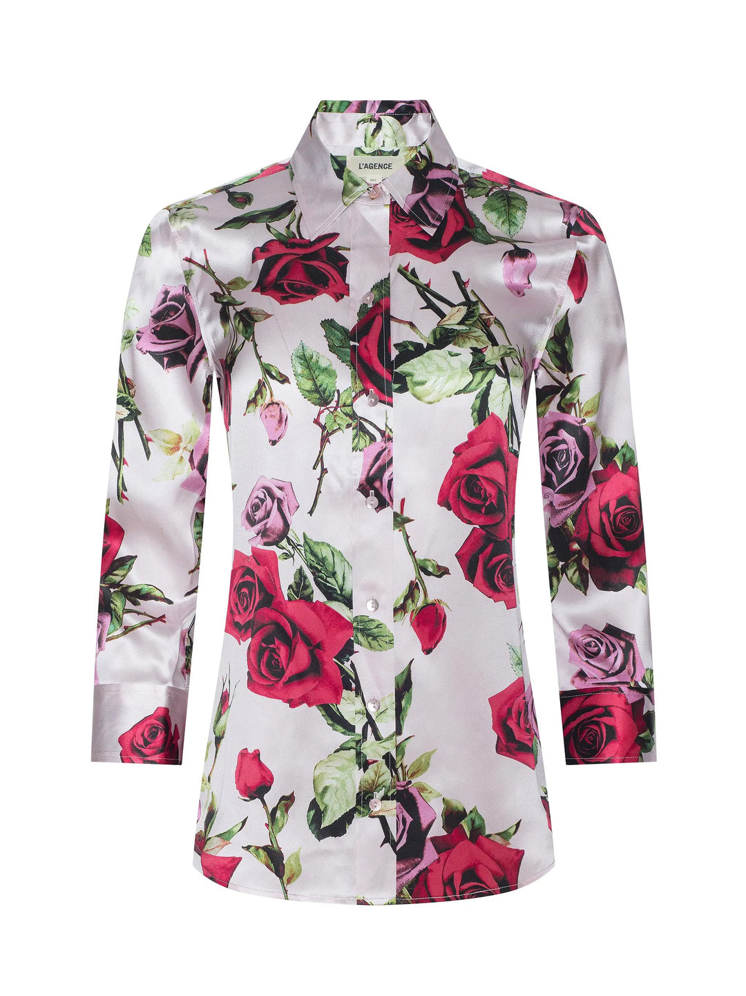 DANI 3/4 SLEEVE BLOUSE (PINK MULTI ROMANTIC ROSE) - L'AGENCE