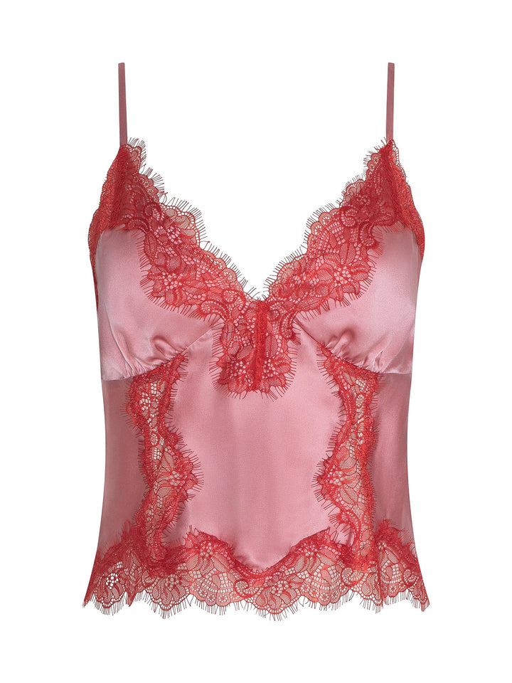 KIMBER LACE INSERT CAMI (FONDANT PINK/CHILI PEPPER) - L'AGENCE