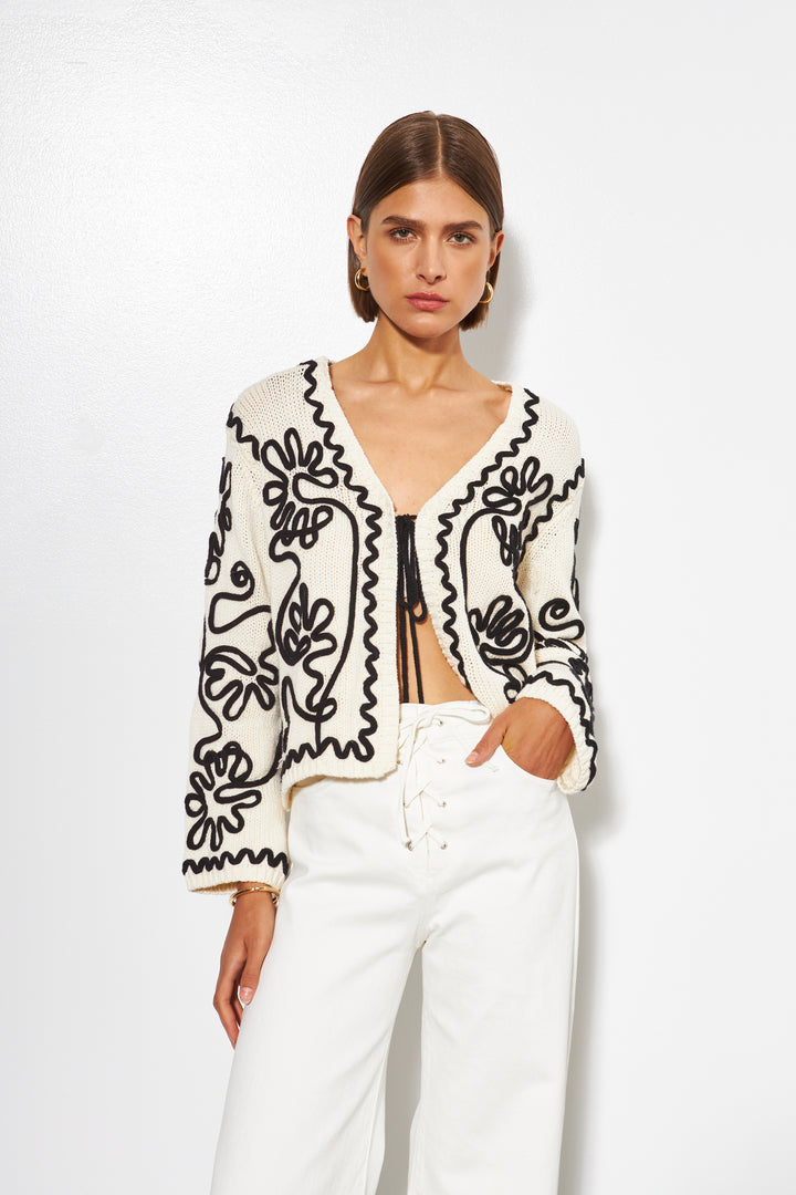SABLE ABSTRACT CARDIGAN (ABSTRACT GARDEN) - LINE