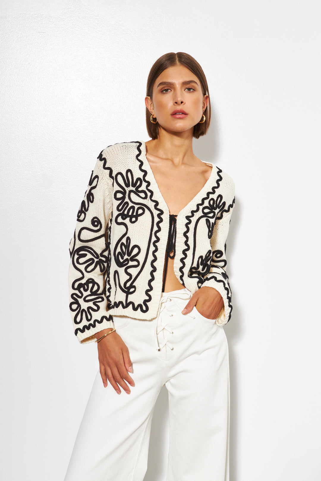 SABLE ABSTRACT CARDIGAN (ABSTRACT GARDEN) - LINE