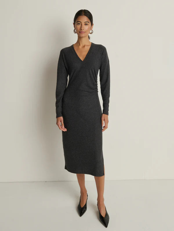 SANDRINE MIDI DRESS (HEATHER CHARCOAL) - NATION