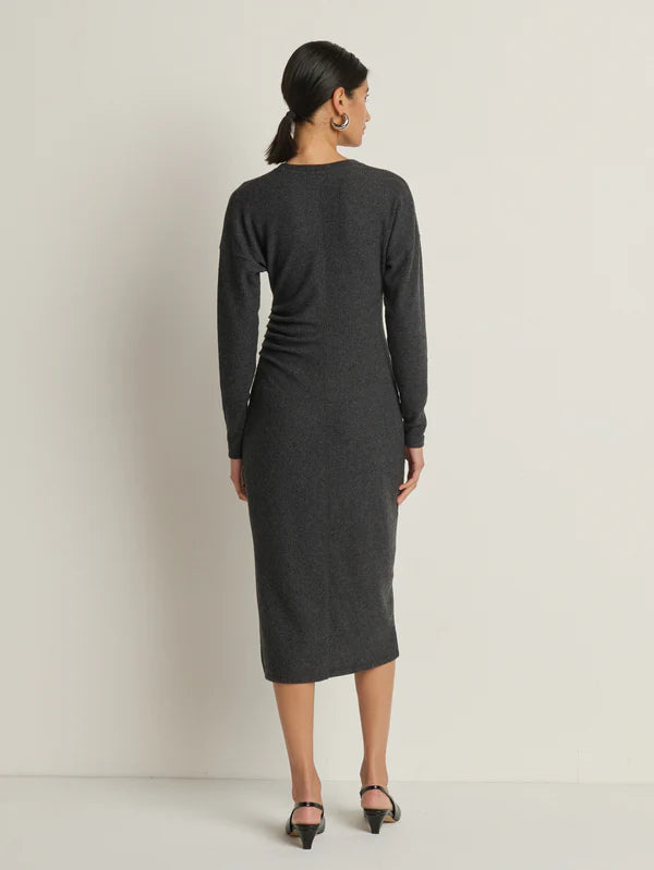 SANDRINE MIDI DRESS (HEATHER CHARCOAL) - NATION