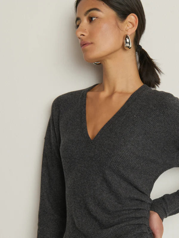 SANDRINE MIDI DRESS (HEATHER CHARCOAL) - NATION