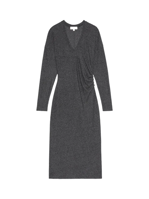 SANDRINE MIDI DRESS (HEATHER CHARCOAL) - NATION