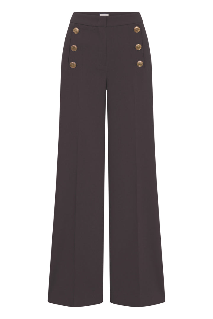 BRIDGET OPTICAL FINE WOOL PANT (DAKR BROWN) - SEDUCTIVE
