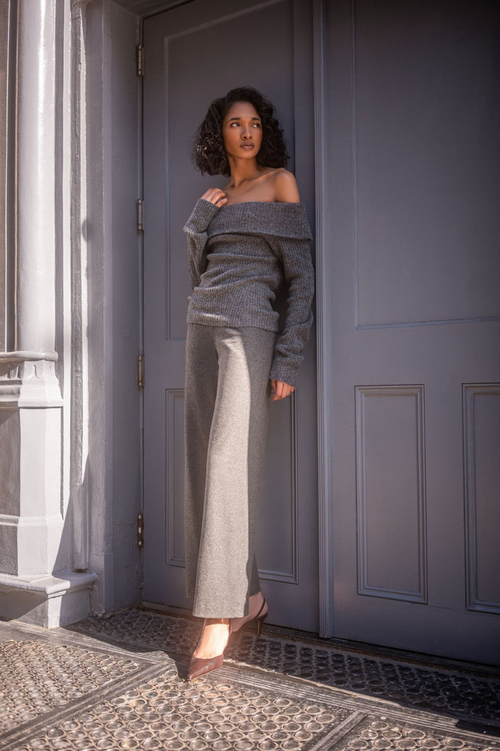 KIMBERLY WOOL FLANNEL PANT (DARK GREY) - SEDUCTIVE