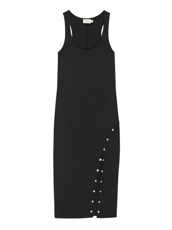 SEVAN DRESS WITH BUTTON DETAIL (BLACK) - NATION
