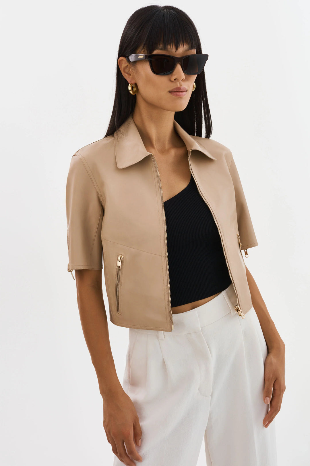 SEVANA REVERSIBLE LEATHER JACKET (WHEAT/GOLD) - LAMARQUE