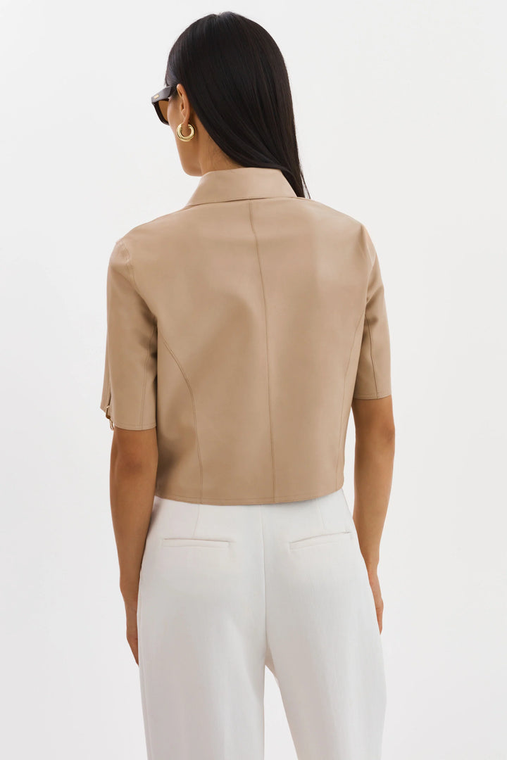 SEVANA REVERSIBLE LEATHER JACKET (WHEAT/GOLD) - LAMARQUE