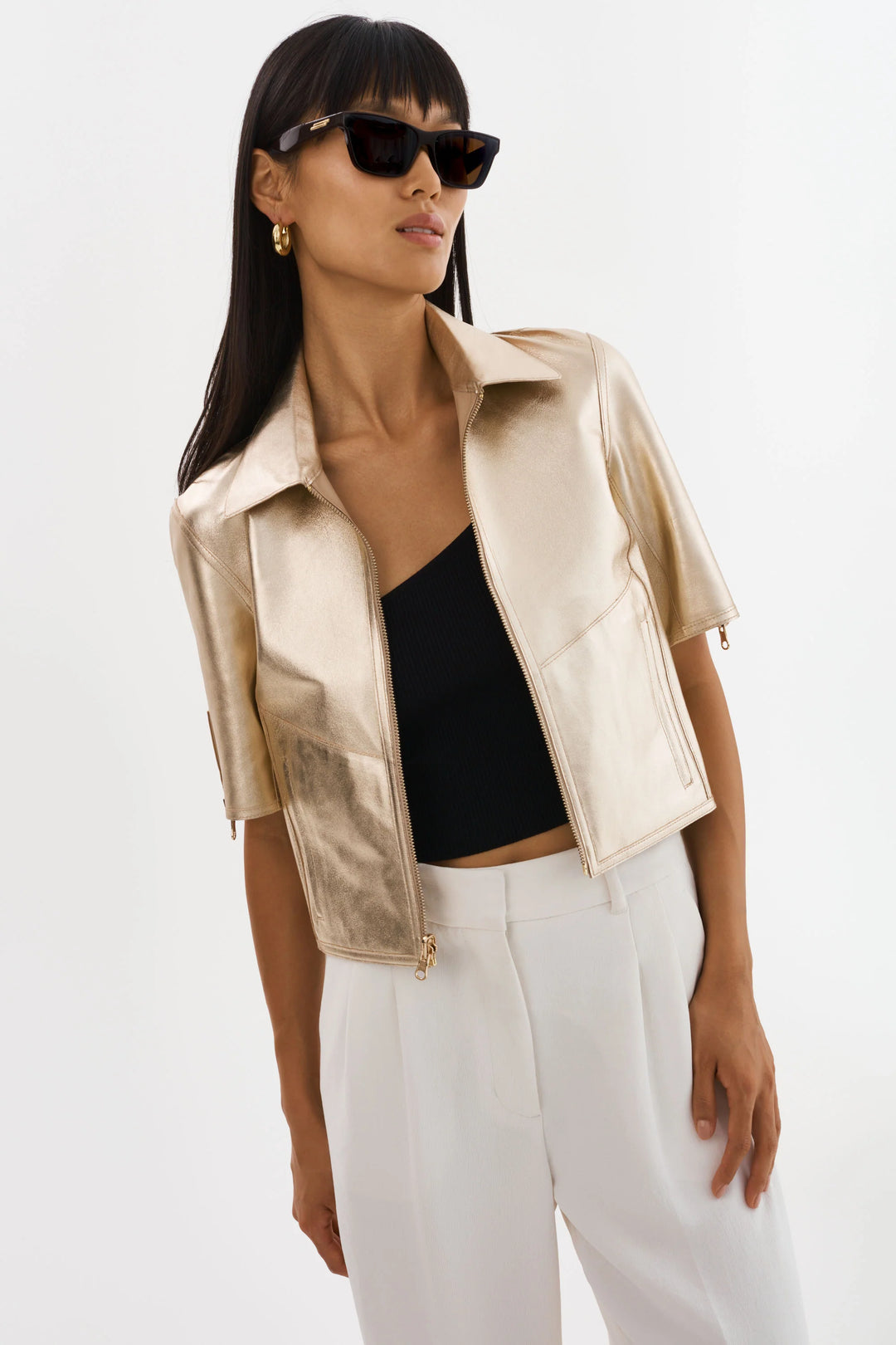 SEVANA REVERSIBLE LEATHER JACKET (WHEAT/GOLD) - LAMARQUE