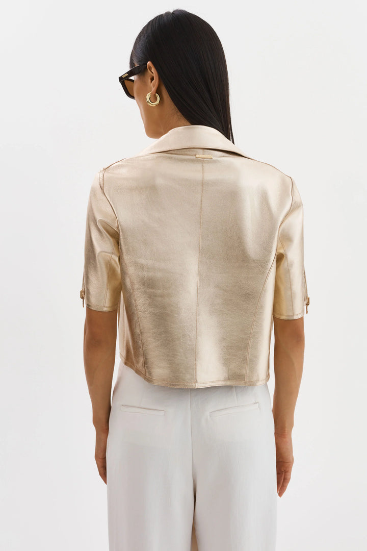 SEVANA REVERSIBLE LEATHER JACKET (WHEAT/GOLD) - LAMARQUE