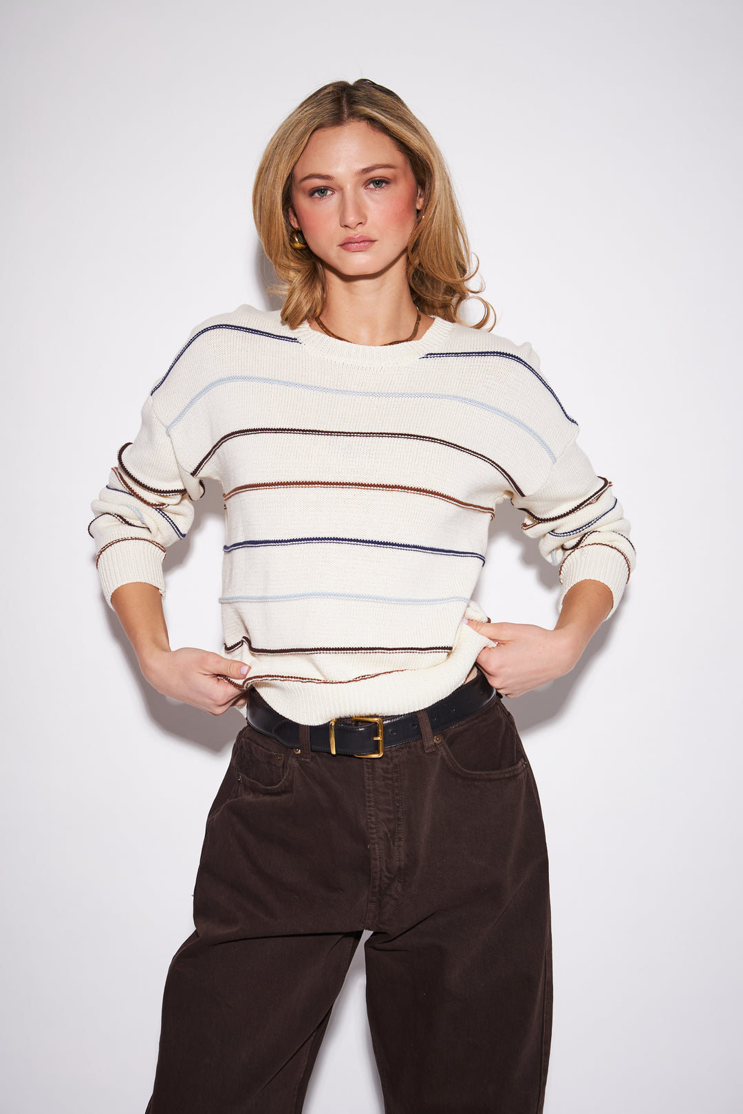 SHERRY STRIPED CREWNECK (HARVEST STRIPE) - JOHN+JENN