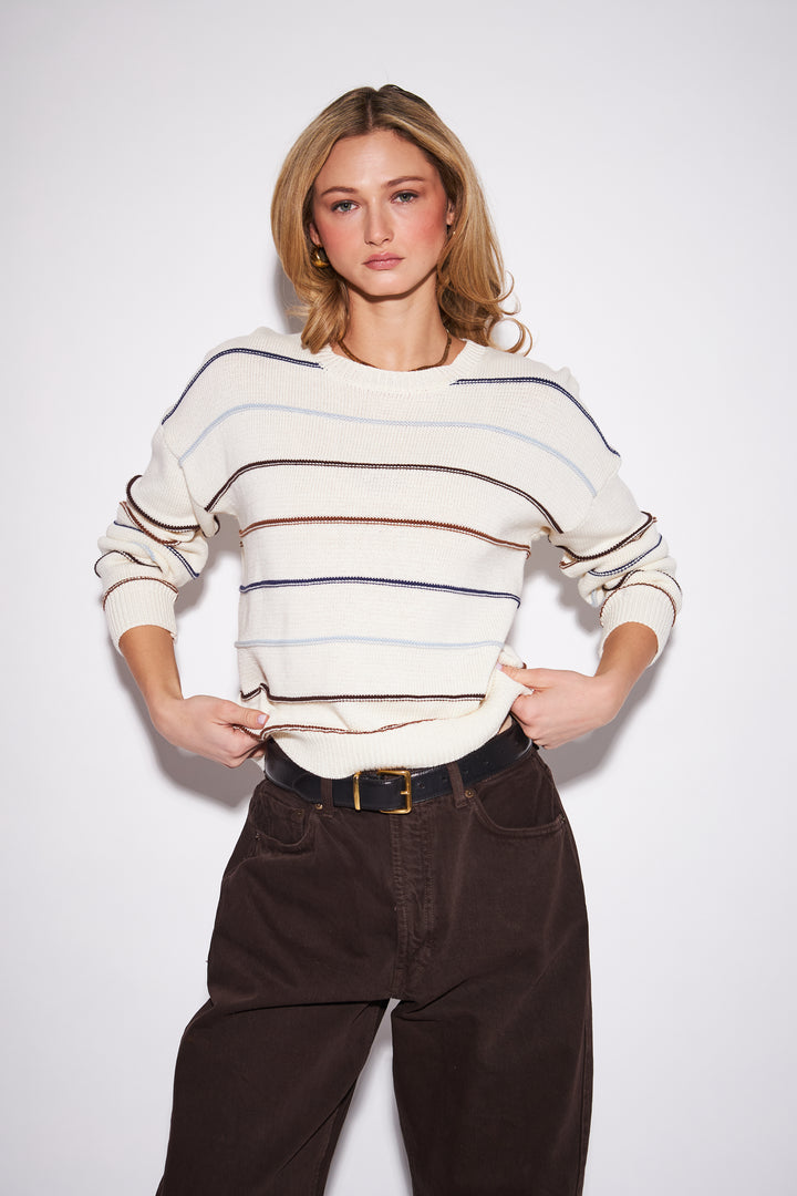 SHERRY STRIPED CREWNECK (HARVEST STRIPE) - JOHN+JENN