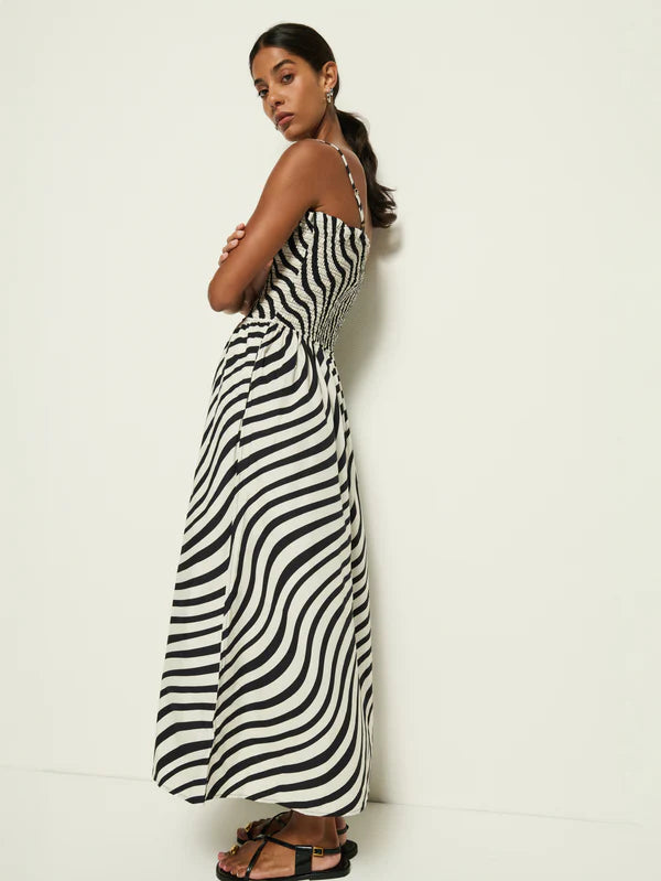 SIBELLE SMOCKED MIDI DRESS - NATION