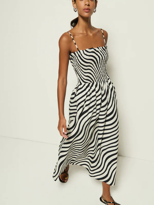 SIBELLE SMOCKED MIDI DRESS - NATION