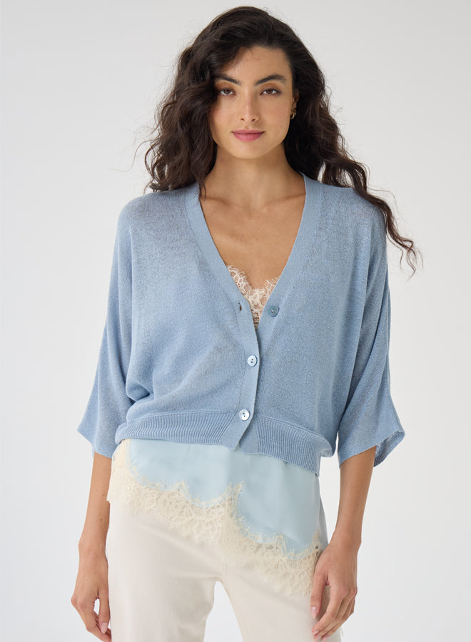 BATWING V-NECK CARDIGAN (SKY) - AUTUMN CASHMERE