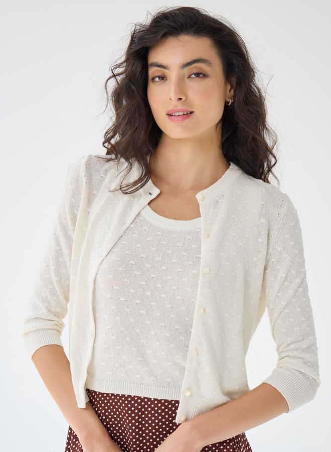 SHEER DOT CARDIGAN - AUTUMN CASHMERE