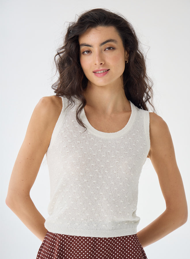SHEER DOT TANK TOP - AUTUMN CASHMERE