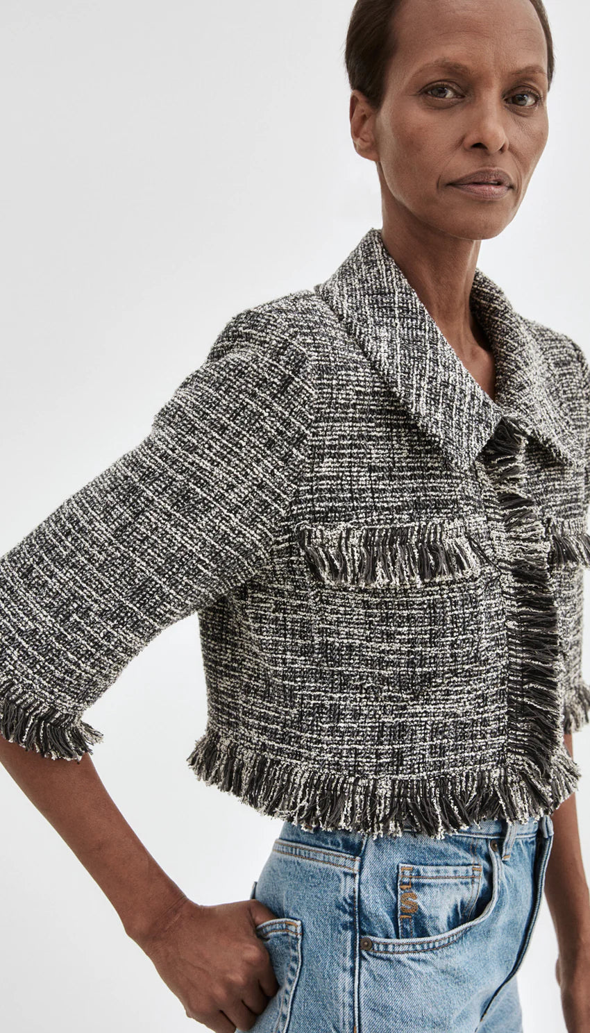 CROPPED SLEEVE MINI JACKET (BLACK) -SMYTHE